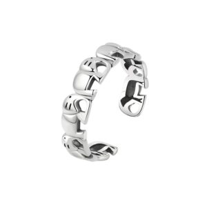 S925 sterling silver ring opening adjustable baby elephant ring for women