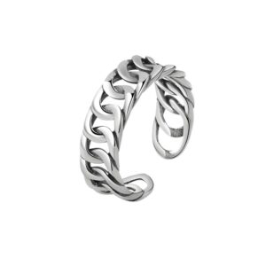 S925 sterling silver ring opening adjustable chain twist women's ring