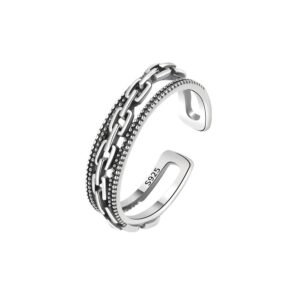 S925 sterling silver ring opening adjustable twist ring for women