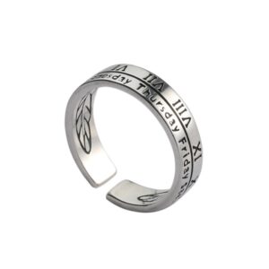S925 Sterling Silver Ring Opening Adjustable Roman Numeral Ring for Women