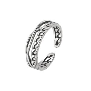 S925 sterling silver ring opening adjustable chain women's ring