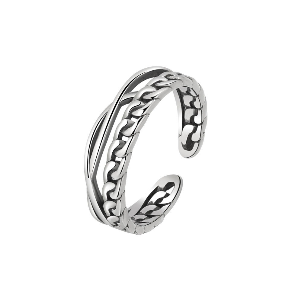 S925 sterling silver ring opening adjustable chain women's ring