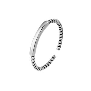 S925 sterling silver ring opening adjustable twist stripe women's ring