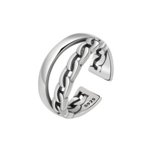 S925 sterling silver ring opening adjustable women's ring