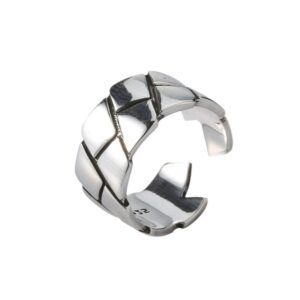 S925 sterling silver ring opening adjustable geometric diamond ring for women