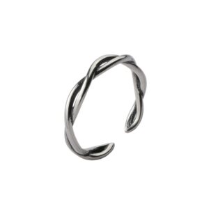 S925 sterling silver ring opening adjustable twist ring for women