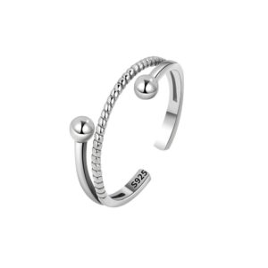 S925 sterling silver ring opening adjustable twist ring for women