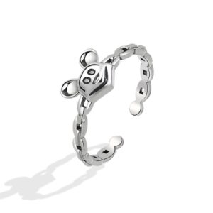 S925 sterling silver ring opening adjustable Mickey Mouse ring for women