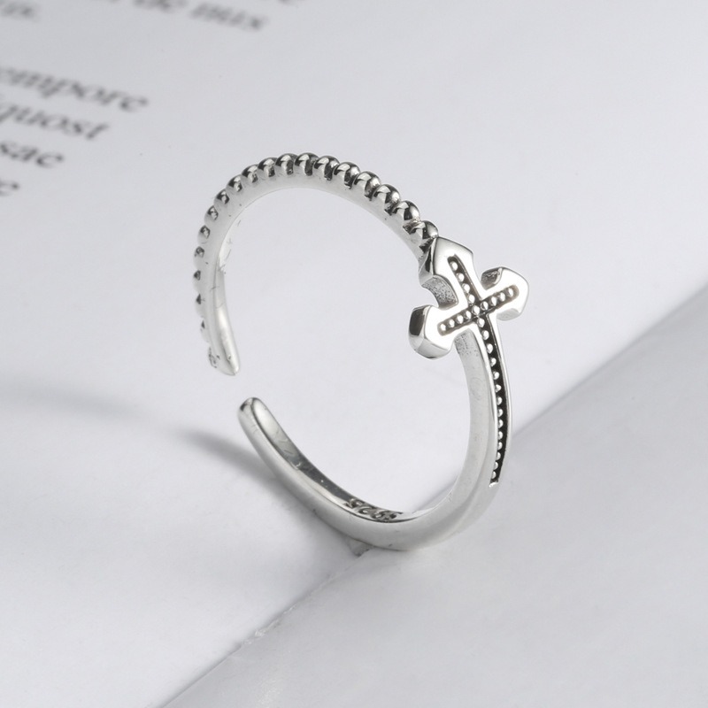 S925 sterling silver ring opening adjustable twist cross ring for women - Image 4