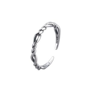 S925 sterling silver ring opening adjustable twist ring for women