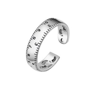 S925 Sterling Silver Ring Opening Adjustable Digital Ruler Women's Ring