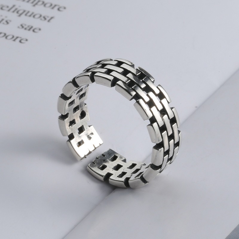 S925 sterling silver ring with adjustable opening openwork for women - Image 4