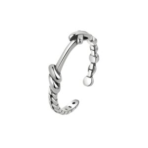 S925 sterling silver ring opening adjustable braided women's ring ...
