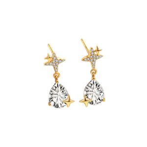 S925 sterling silver stud earrings water drop zircon star earrings
