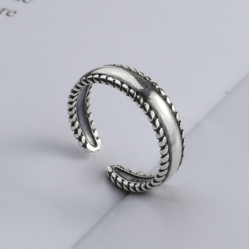 S925 sterling silver ring opening adjustable twist ring for women - Image 4