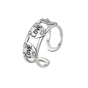 S925 Sterling Silver Ring Opening Adjustable LOVE Ring for Women