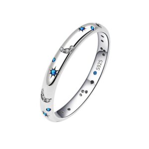 S925 Sterling Silver Ring with Diamonds Starry Sky Female Ring