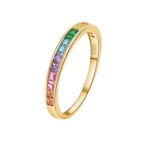 S925 Sterling Silver Ring Rainbow Zircon Ring for Women