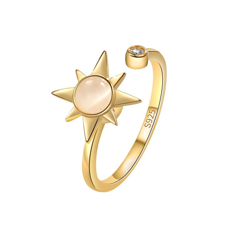 S925 sterling silver ring opening adjustable rotating eight-pointed star ring for women - Image 4