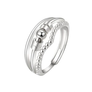 S925 sterling silver ring opening adjustable rotating women's ring