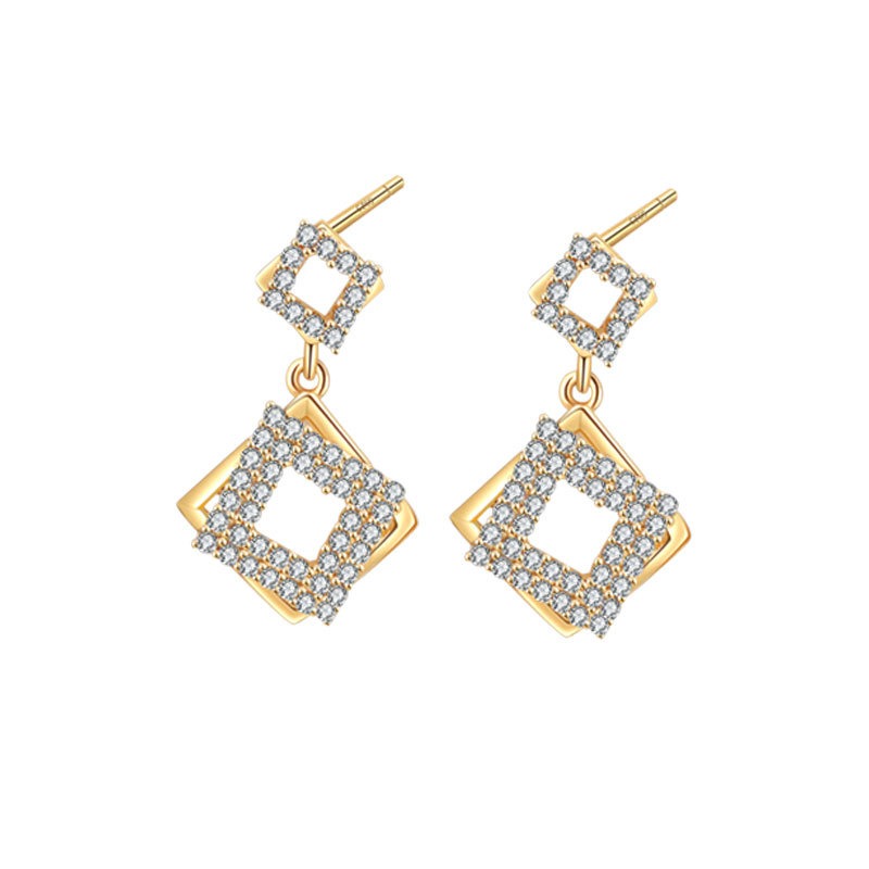 S925 sterling silver stud earrings tassel diamond earrings