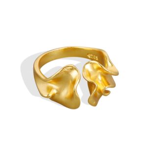 S925 sterling silver ring opening adjustable pleated women's ring