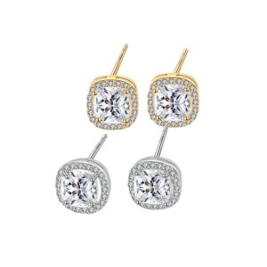 S925 sterling silver stud earrings round zircon flower earrings