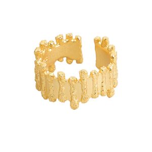 S925 sterling silver ring opening adjustable gold foil women's ring