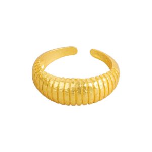 S925 sterling silver ring opening adjustable gold foil women's ring