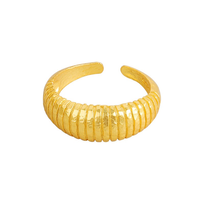 S925 sterling silver ring opening adjustable gold foil women's ring