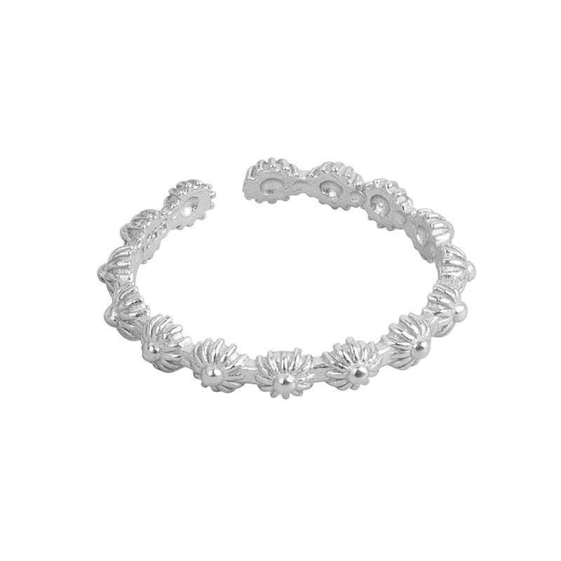 S925 sterling silver ring opening adjustable gold foil women's ring