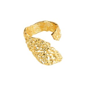 S925 sterling silver ring opening adjustable gold foil women's ring