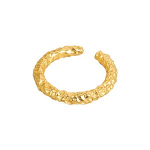 S925 sterling silver ring opening adjustable gold foil women's ring