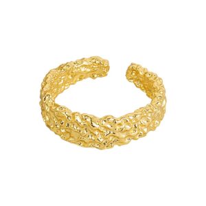 S925 sterling silver ring opening adjustable gold foil women's ring