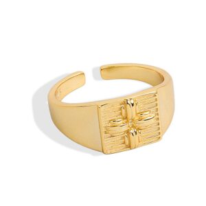 S925 sterling silver ring opening adjustable gold foil women's ring