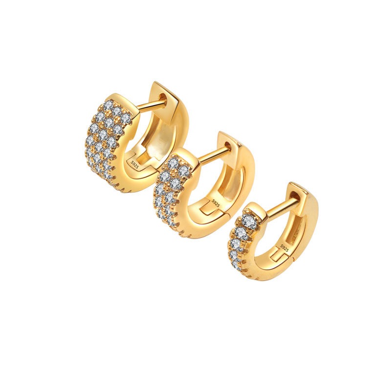 S925 sterling silver stud earrings round zircon earrings