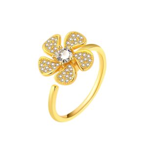 S925 sterling silver ring opening adjustable rotating women's ring