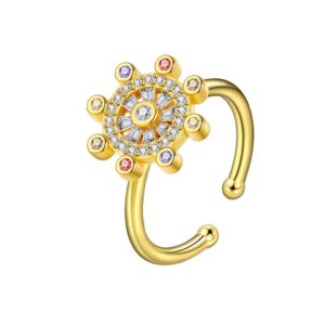 S925 sterling silver ring opening adjustable rotating women's ring