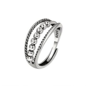 S925 sterling silver ring opening adjustable women's ring