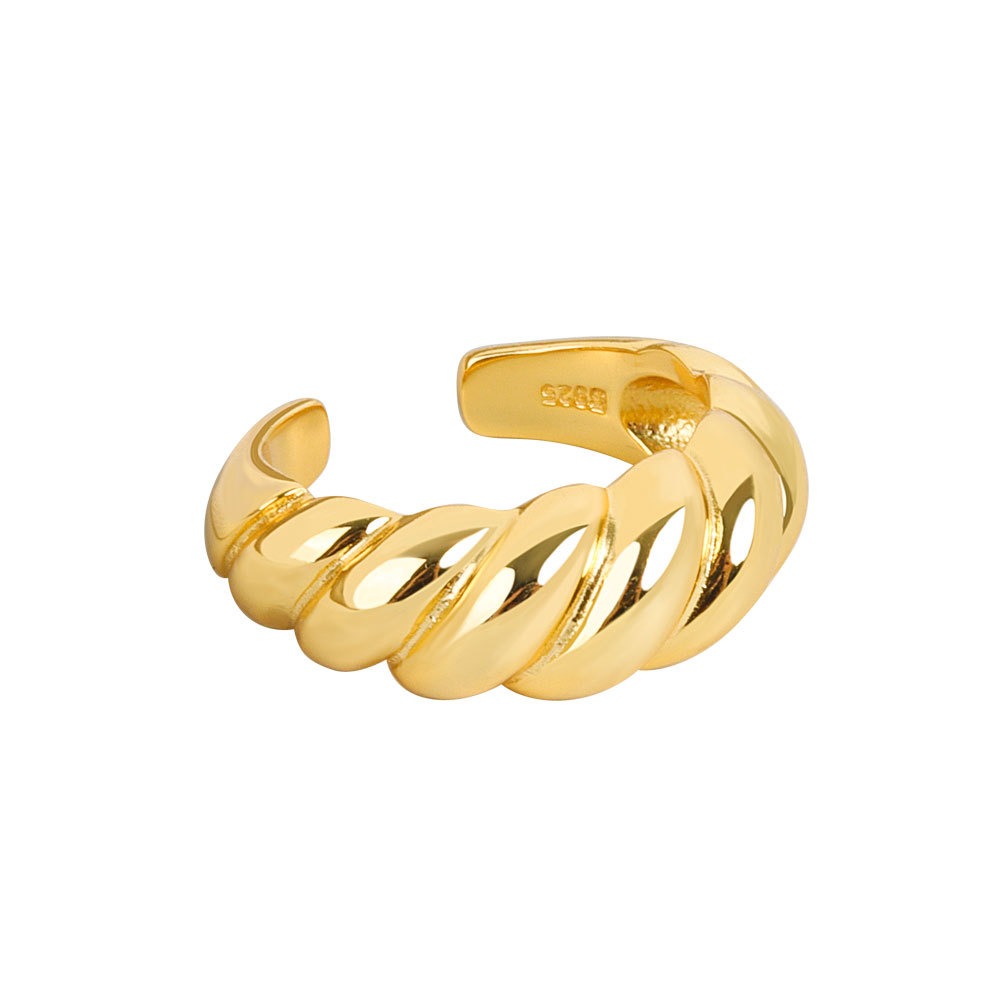 S925 sterling silver ring opening adjustable thread twist women's ring