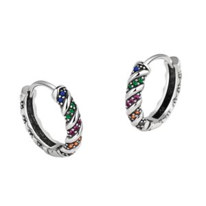 S925 sterling silver stud earrings rainbow stripe earrings