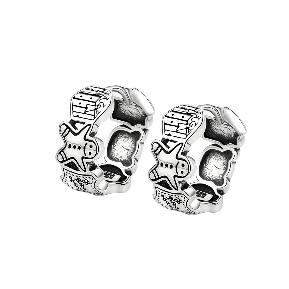 S925 sterling silver stud earrings cartoon bear earrings