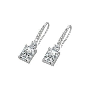 S925 sterling silver stud earrings square zircon earrings