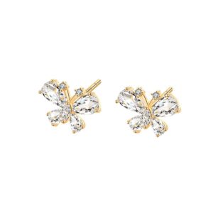 S925 sterling silver stud earrings zircon butterfly earrings