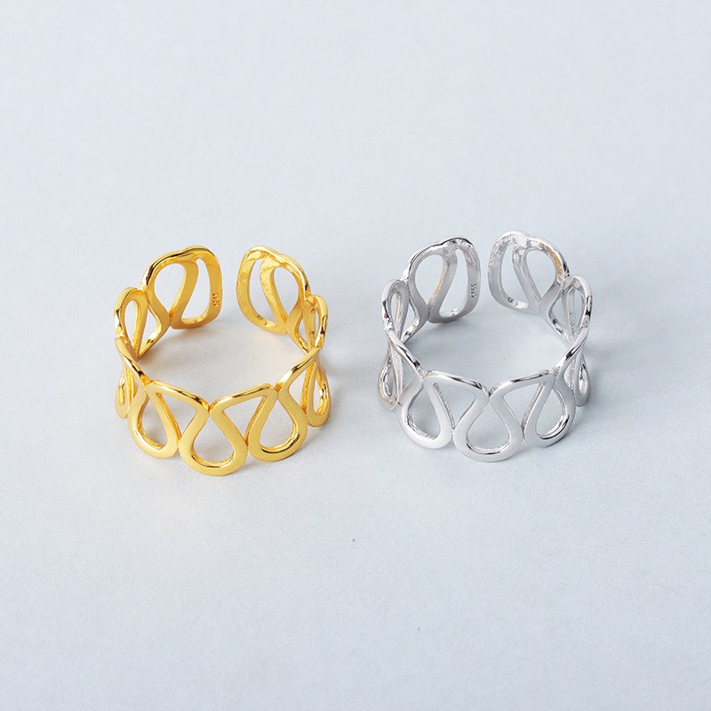S925 sterling silver ring opening adjustable women's ring style - Image 4