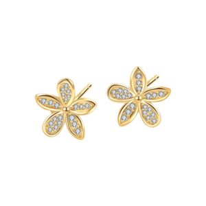S925 sterling silver stud earrings zircon flower earrings