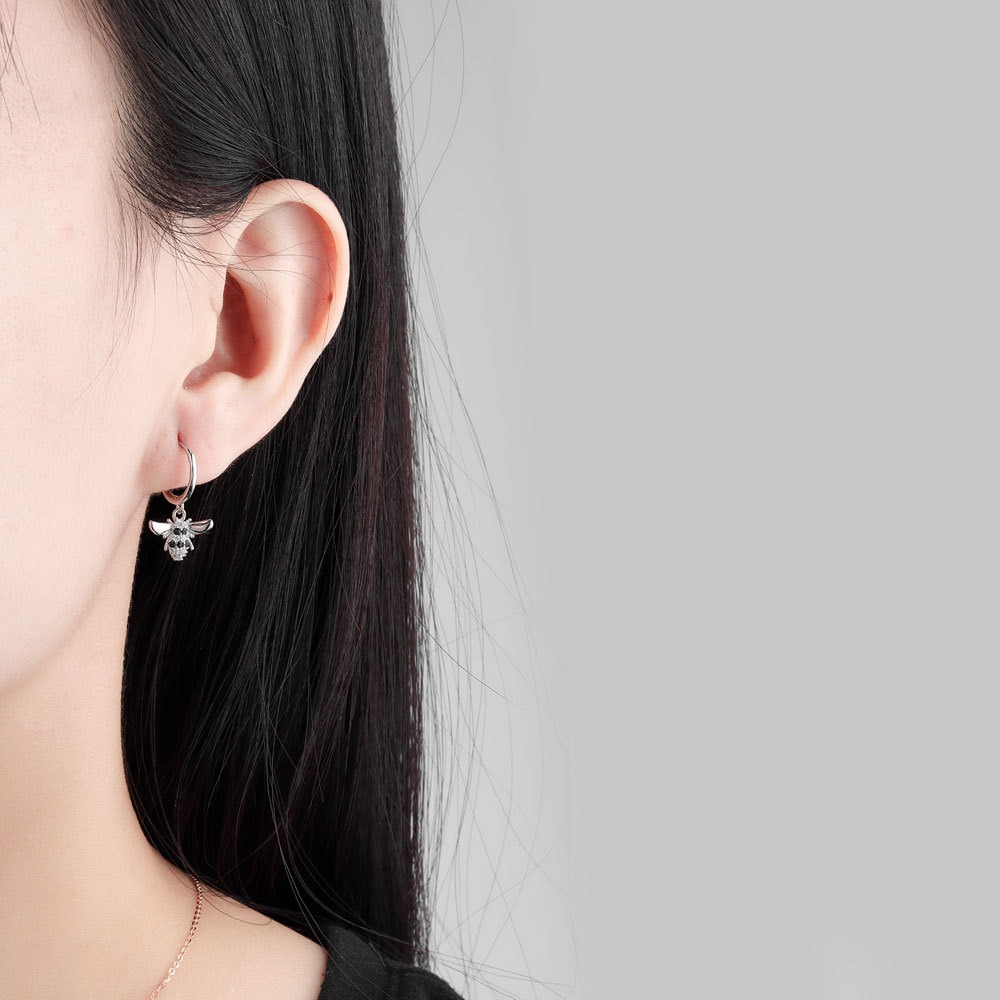 S925 sterling silver stud earrings bee stud earrings - Image 4