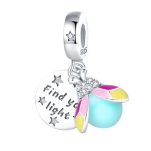 S925 sterling silver beaded glow-in-the-dark firefly bracelet accessory
