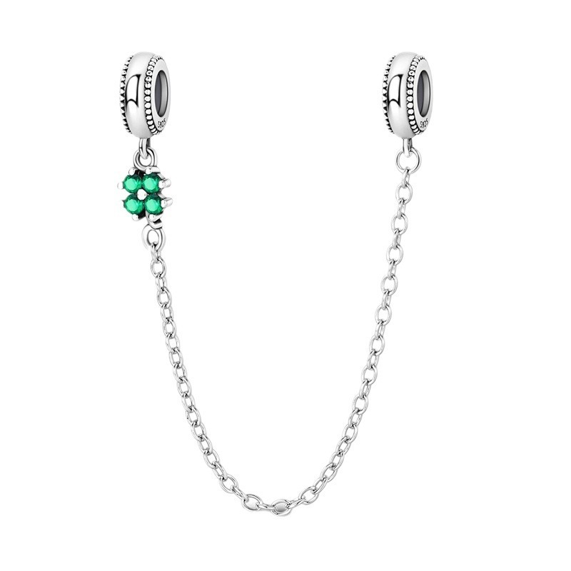S925 Sterling Silver Beaded DIY Lucky Clover Bracelet Accessories - Image 2