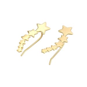 S925 sterling silver stud earrings geometric row of five-pointed star stud earrings